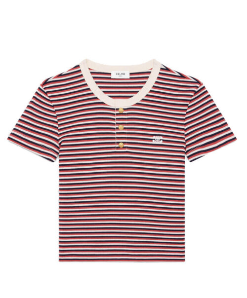 Celine Women's Triomphe Striped Jersey T-shirt Red
