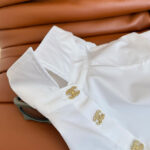 Chanel Women's Metal button drawstring Shirt White