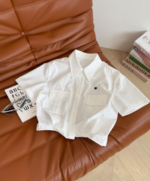 Chanel Women's Cross Tie Shirt White