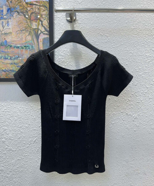 Chanel Women's Cropped Sweater With wide neckline