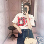 Gucci Women's Striped Lettering T-shirt White