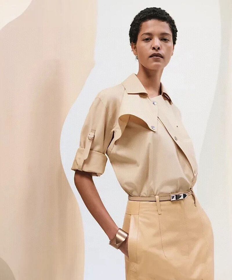 Hermes Asymmetric Shirt Apricot