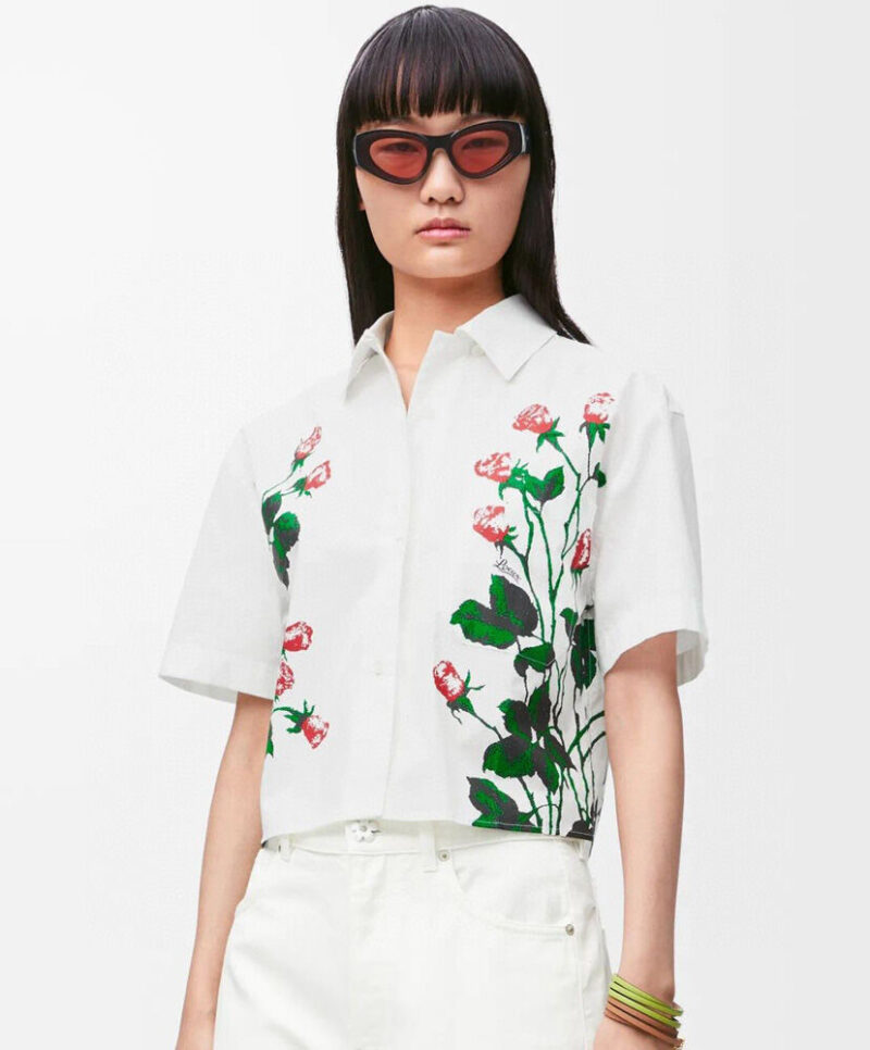 Loewe Women's Short sleeve Shirt in Cotton White
