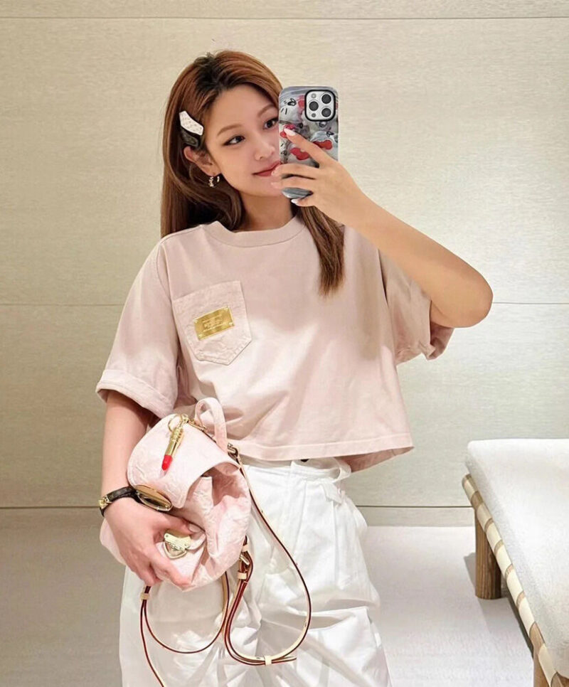 Louis Vuitton Women's Logo Pocket Cropped Top Pink