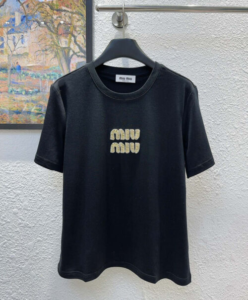 Miumiu Women's Letter Beaded T-shirt