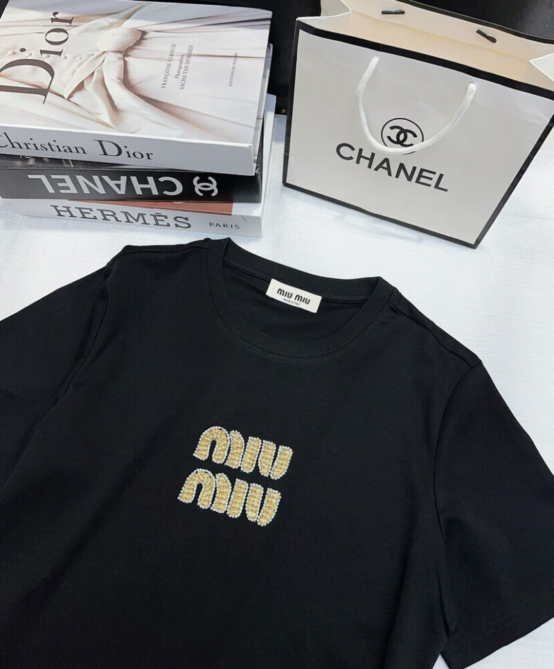 Miumiu Women's Letter Beaded T-shirt