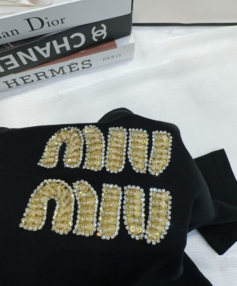 Miumiu Women's Letter Beaded T-shirt