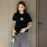 Miumiu Women's Letter Beaded T-shirt