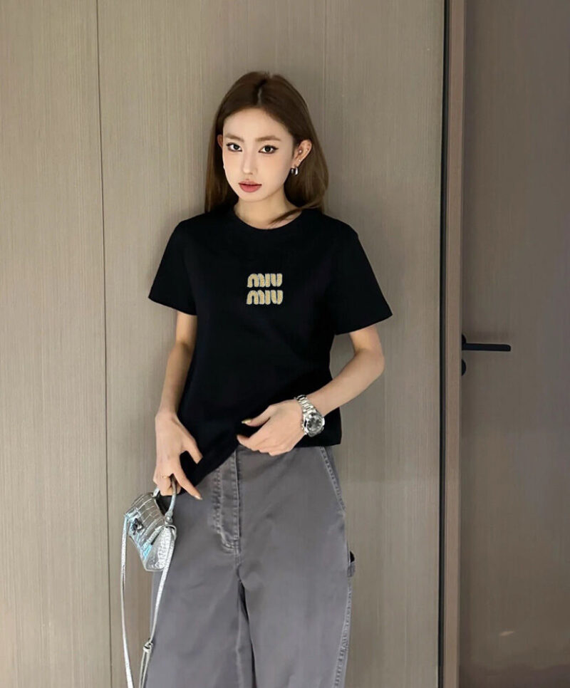 Miumiu Women's Letter Beaded T-shirt