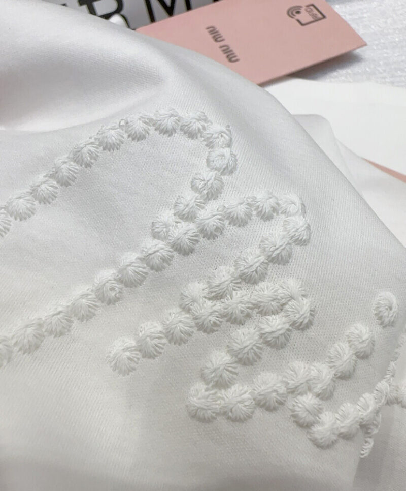 Miumiu Women's Letter Embroidered T-shirt White