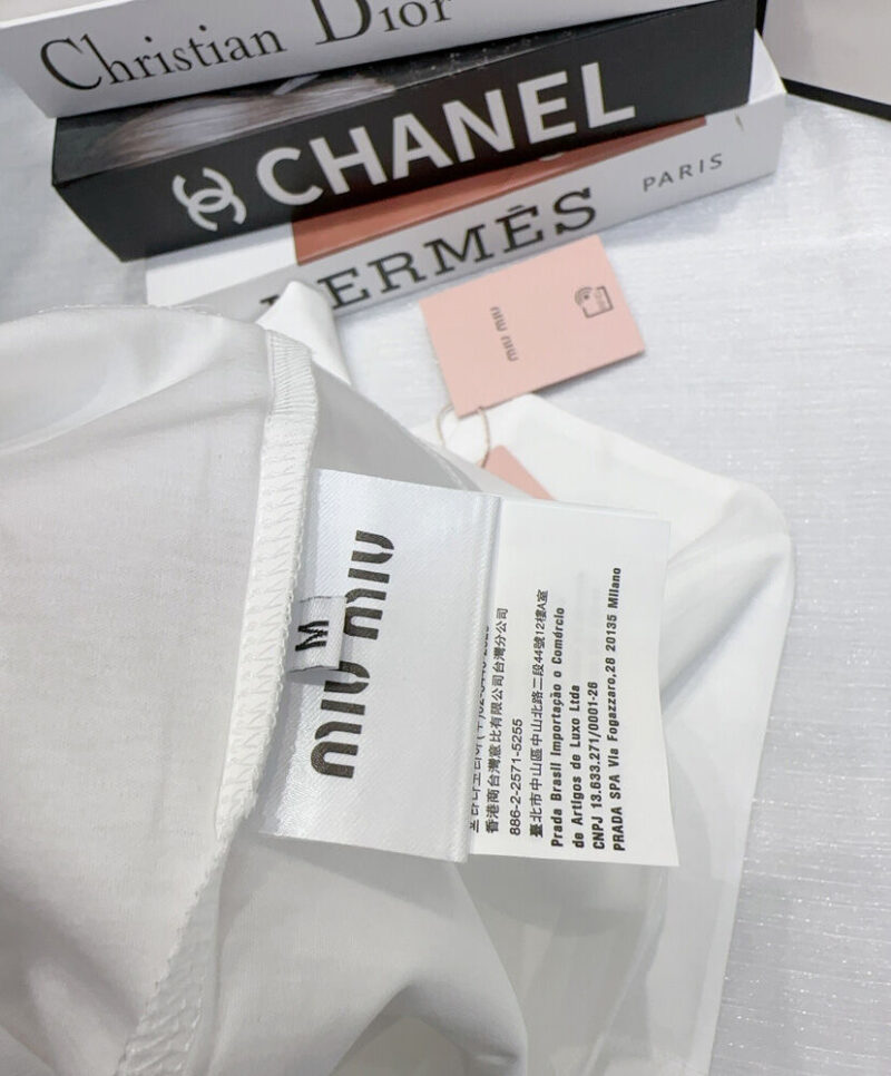 Miumiu Women's Letter Embroidered T-shirt White