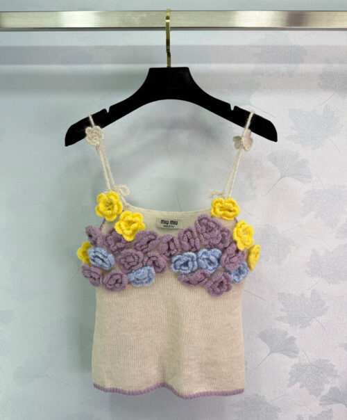 Miumiu Women's 3D Flower Braided sling Cream