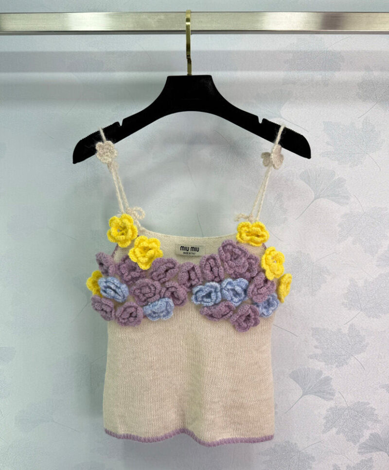 Miumiu Women's 3D Flower Braided sling Cream