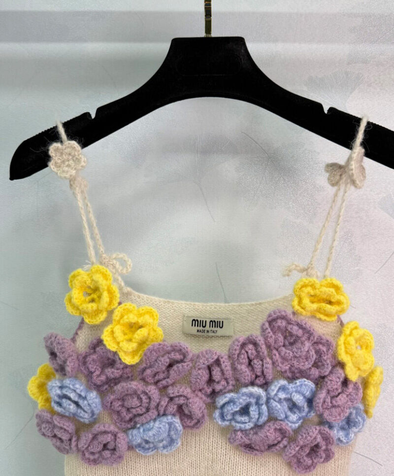 Miumiu Women's 3D Flower Braided sling Cream