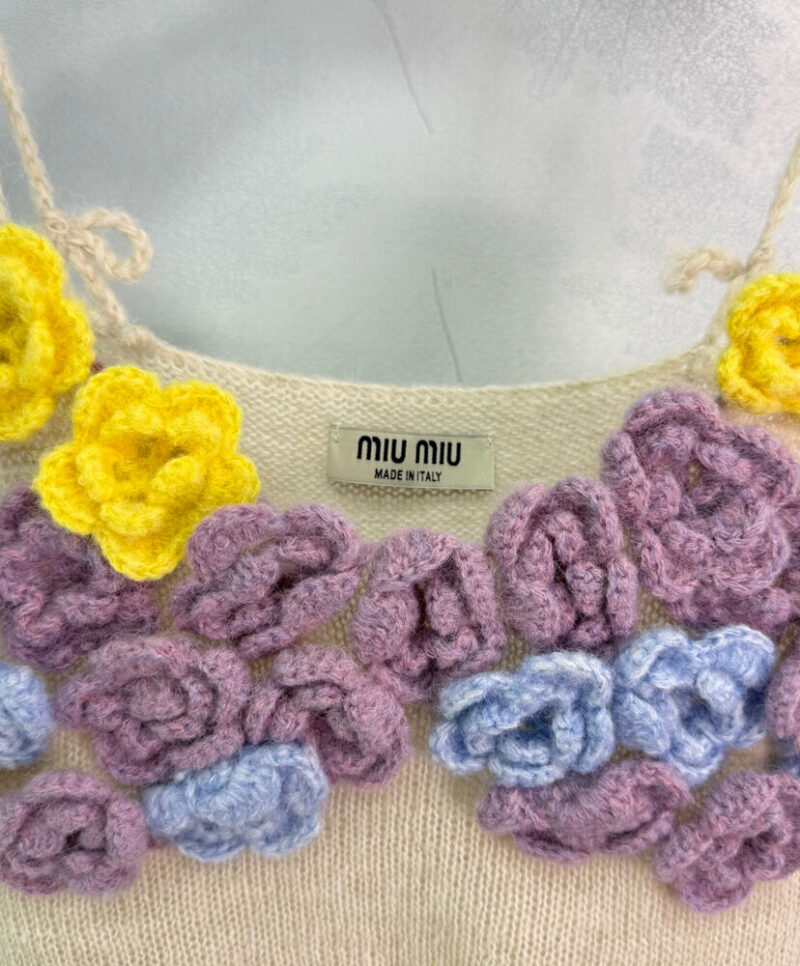 Miumiu Women's 3D Flower Braided sling Cream