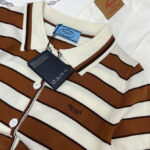 Prada Women's Short-sleeved Striped Cotton Cardigan Coffee
