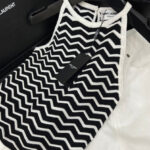 Saint Laurent Women's Striped Vest top Black