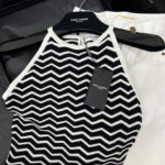 Saint Laurent Women's Striped Vest top Black