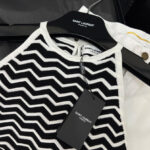 Saint Laurent Women's Striped Vest top Black