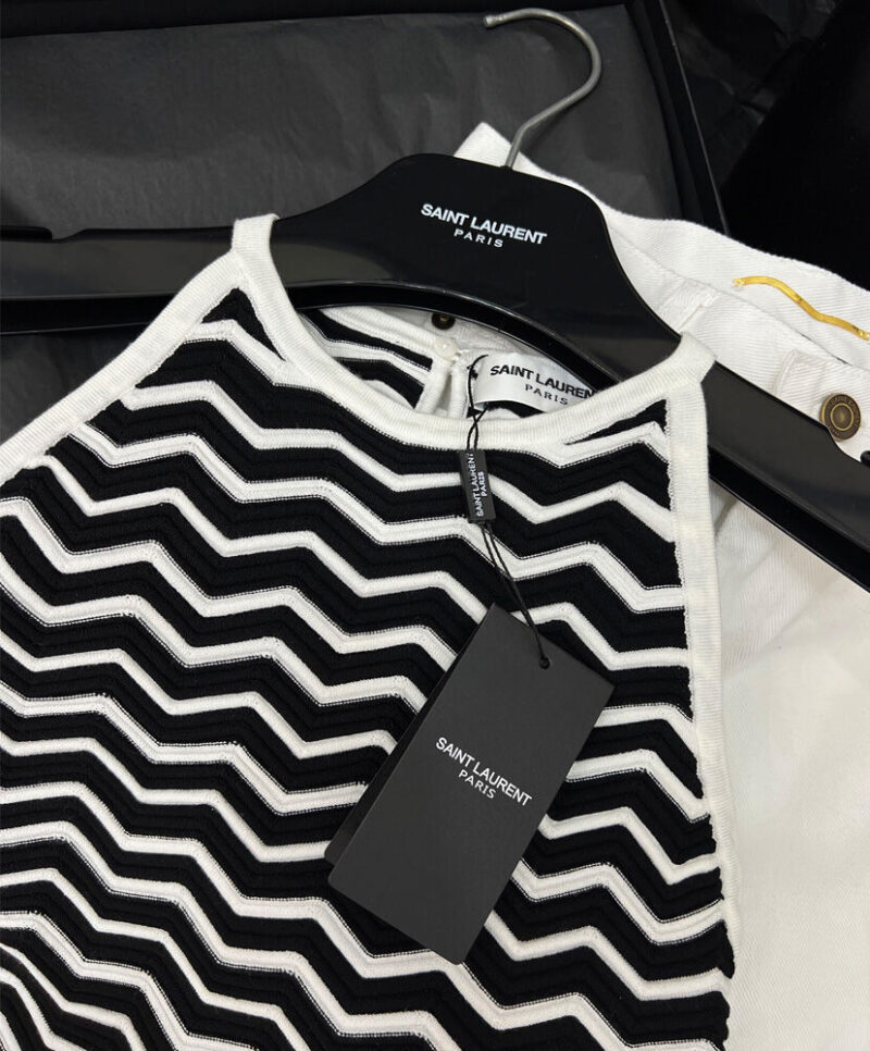 Saint Laurent Women's Striped Vest top Black
