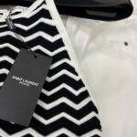 Saint Laurent Women's Striped Vest top Black