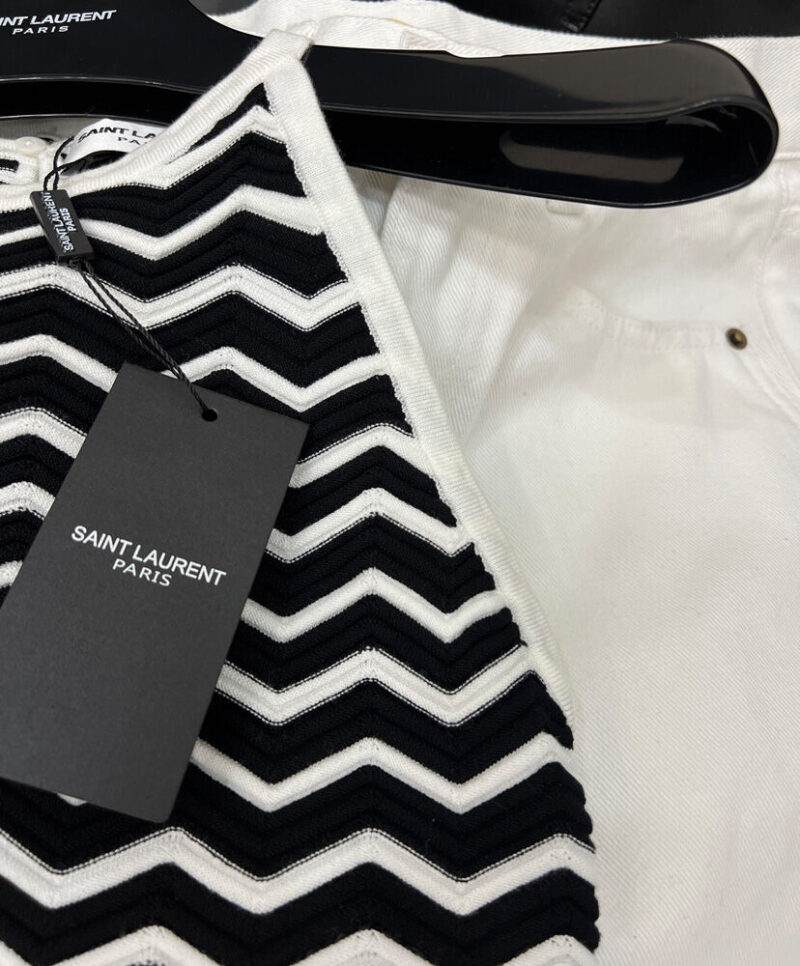 Saint Laurent Women's Striped Vest top Black