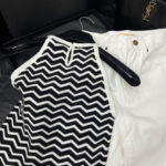 Saint Laurent Women's Striped Vest top Black