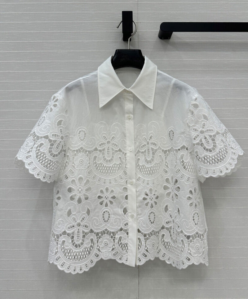 Valentino Women's Hollow Lace Top White