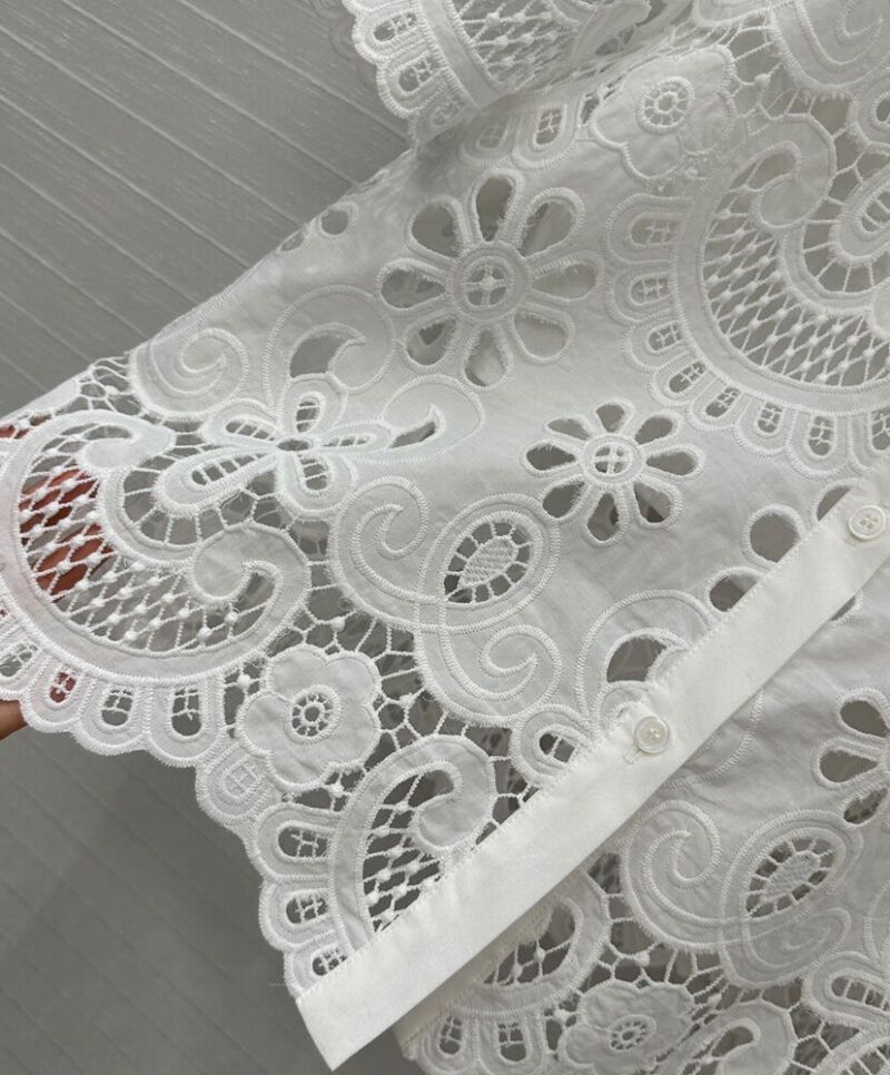 Valentino Women's Hollow Lace Top White
