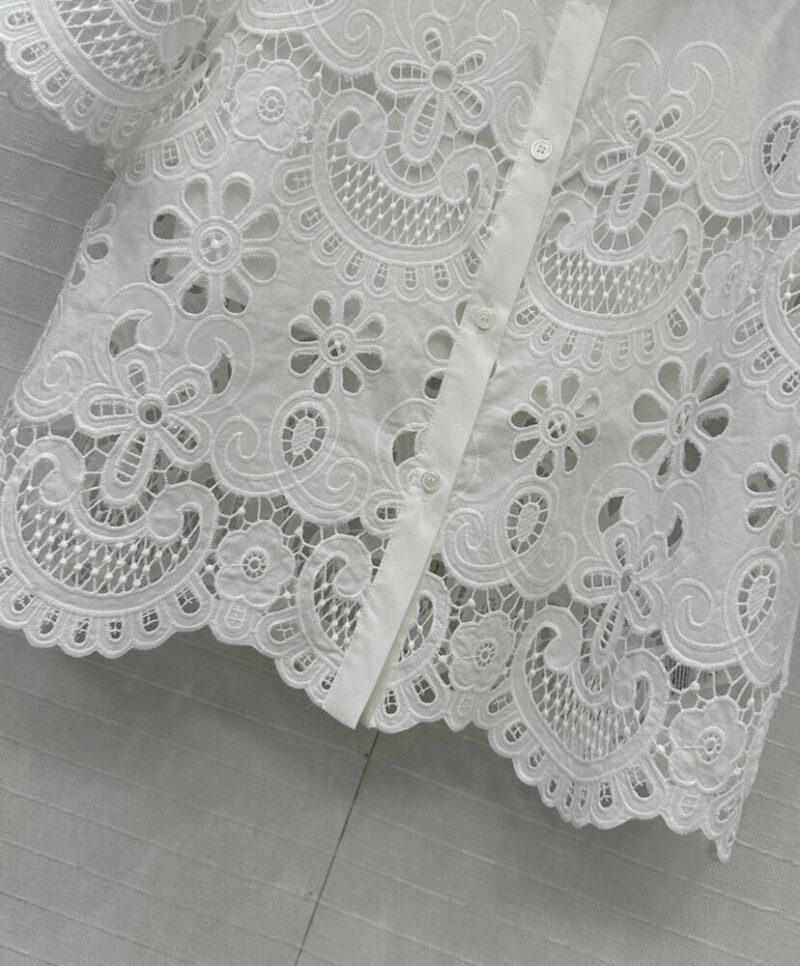 Valentino Women's Hollow Lace Top White