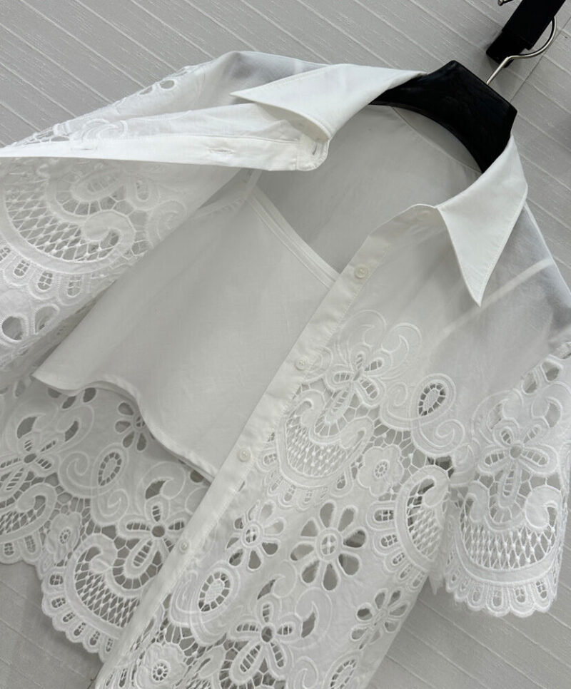 Valentino Women's Hollow Lace Top White