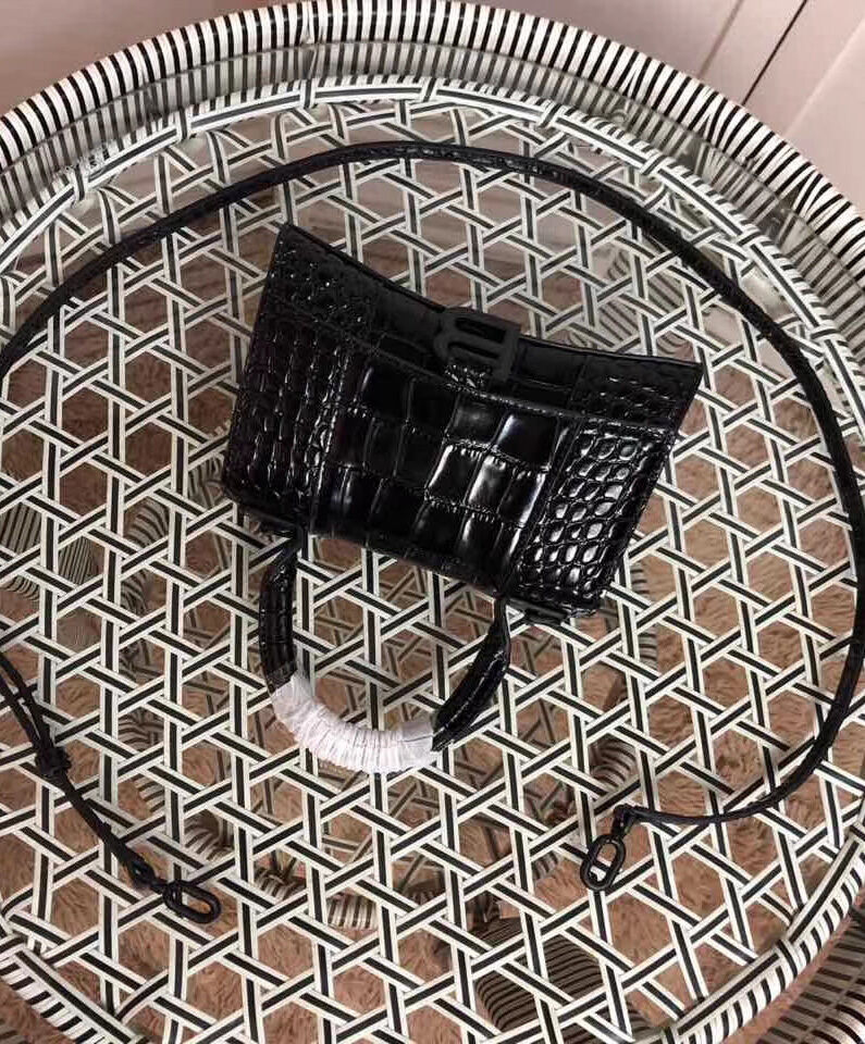 Balenciaga Hourglass XS Top Handle Bag Black