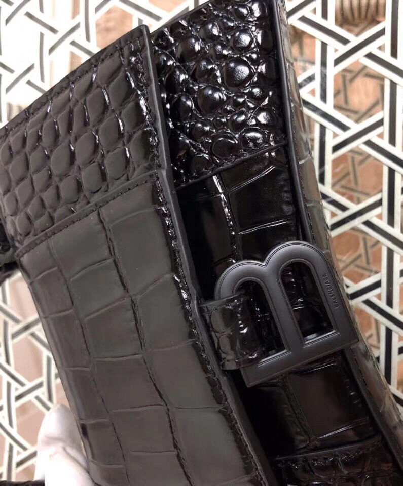 Balenciaga Hourglass XS Top Handle Bag Black