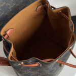 Celine Backpack Celine Bonnie In Triomphe Canvas And Calfskin Coffee