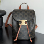Celine Backpack Celine Bonnie In Triomphe Canvas And Calfskin Coffee