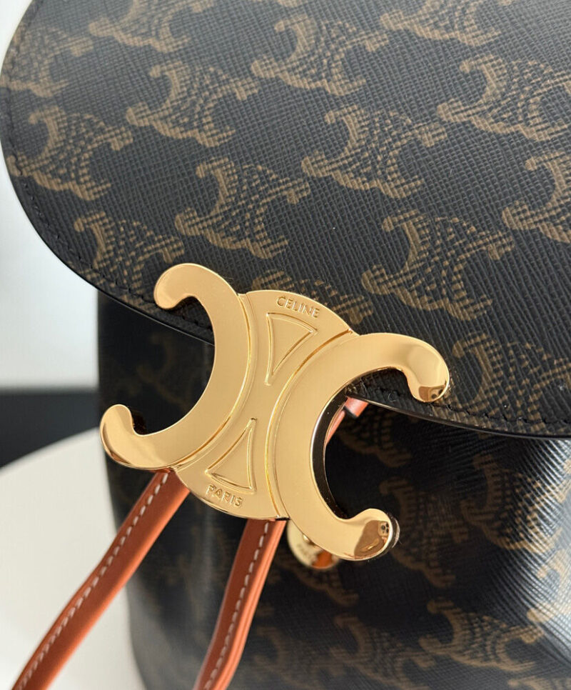 Celine Backpack Celine Bonnie In Triomphe Canvas And Calfskin Coffee