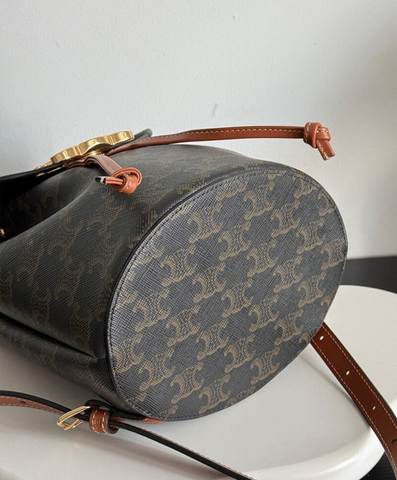 Celine Backpack Celine Bonnie In Triomphe Canvas And Calfskin Coffee