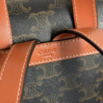 Celine Backpack Celine Bonnie In Triomphe Canvas And Calfskin Coffee
