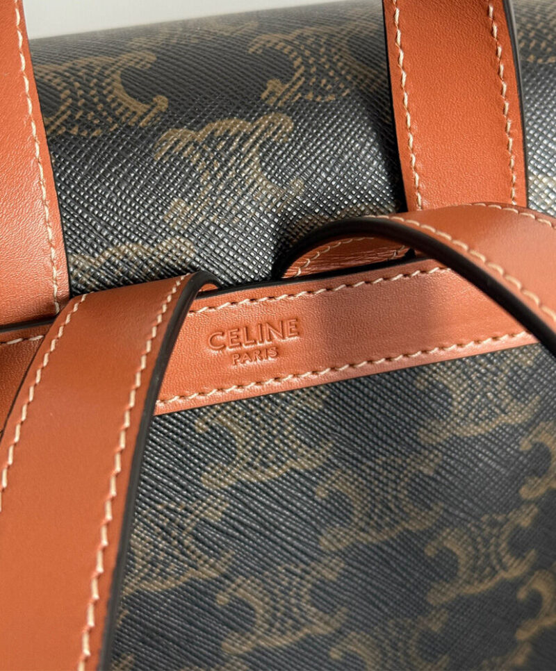 Celine Backpack Celine Bonnie In Triomphe Canvas And Calfskin Coffee