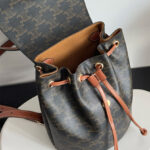 Celine Backpack Celine Bonnie In Triomphe Canvas And Calfskin Coffee