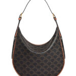 Celine Heloise Bag In Triomphe Canvas And Calfskin Coffee