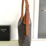 Celine Heloise Bag In Triomphe Canvas And Calfskin Coffee