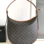 Celine Heloise Bag In Triomphe Canvas And Calfskin Coffee
