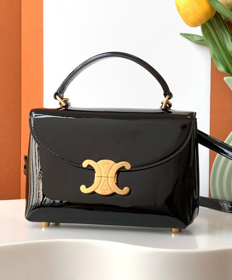 Celine Teen Nino Bag In Patent Calfskin Black