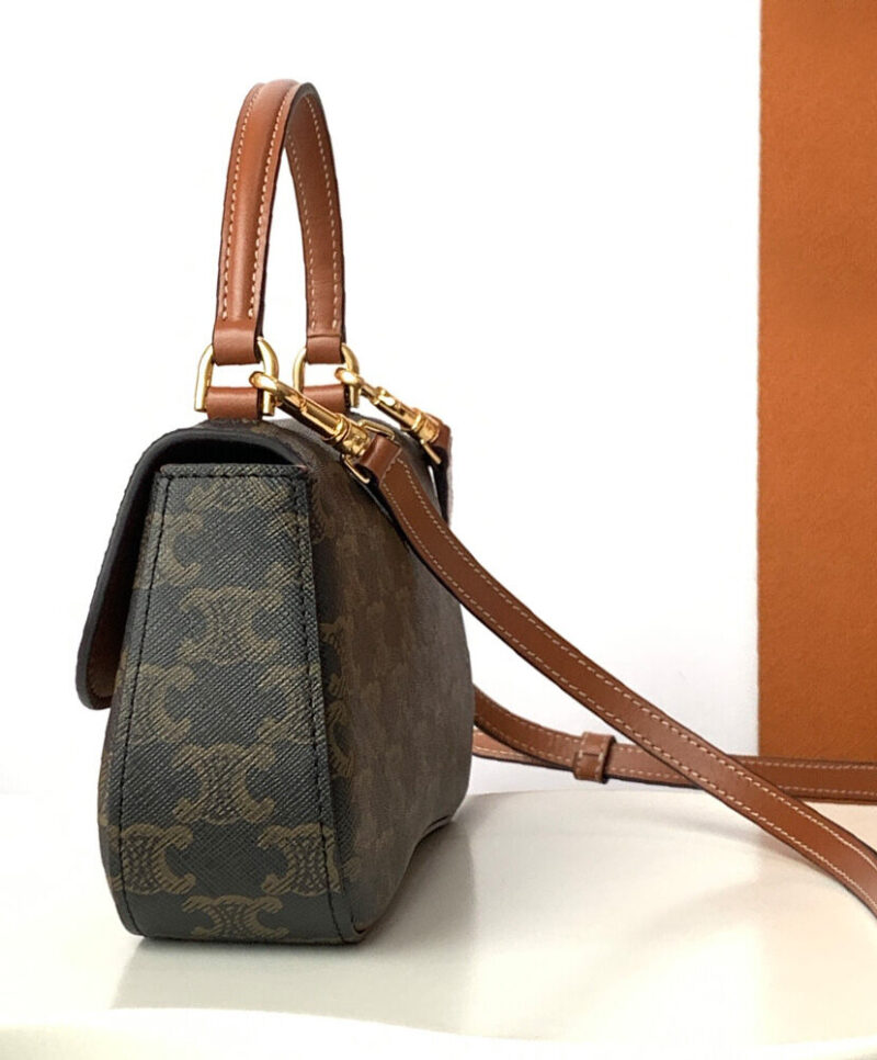 Celine Teen Celine Lola In Triomphe Canvas And Calfskin Coffee