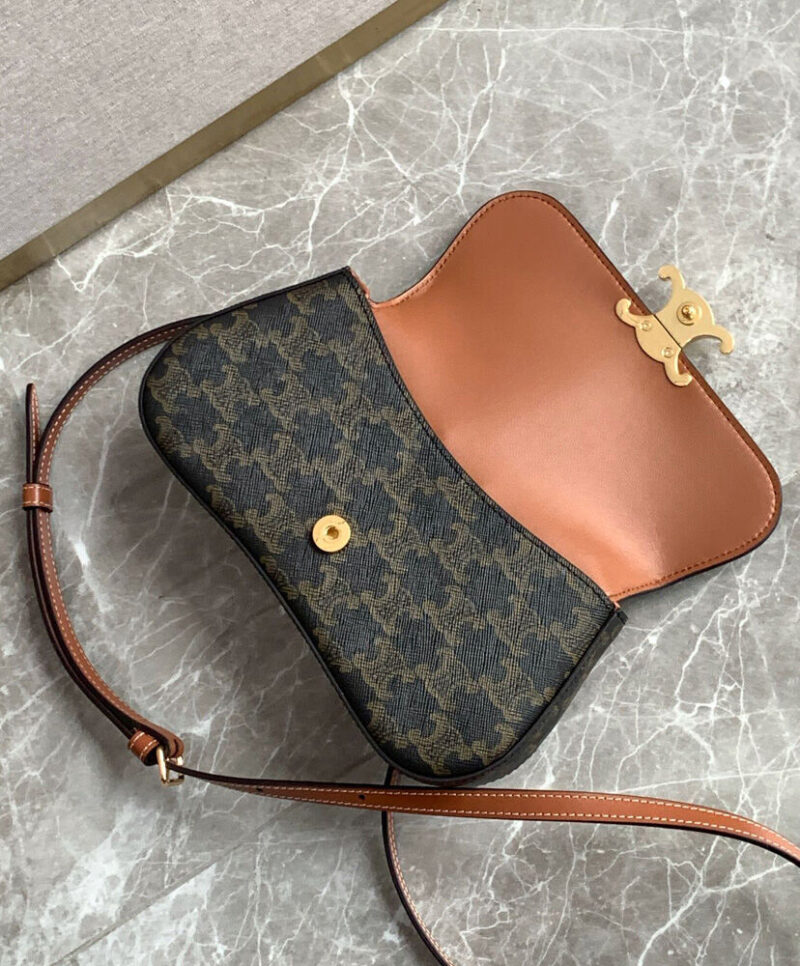 Celine Teen Celine Lola In Triomphe Canvas And Calfskin Coffee