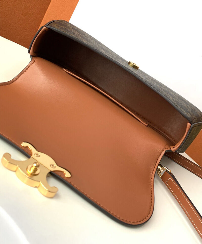 Celine Teen Celine Lola In Triomphe Canvas And Calfskin Coffee