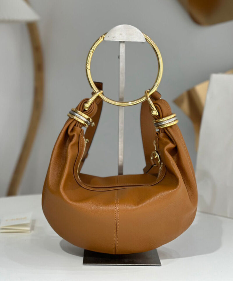 Chloe Small Bracelet Hobo Bag In Grained Leather