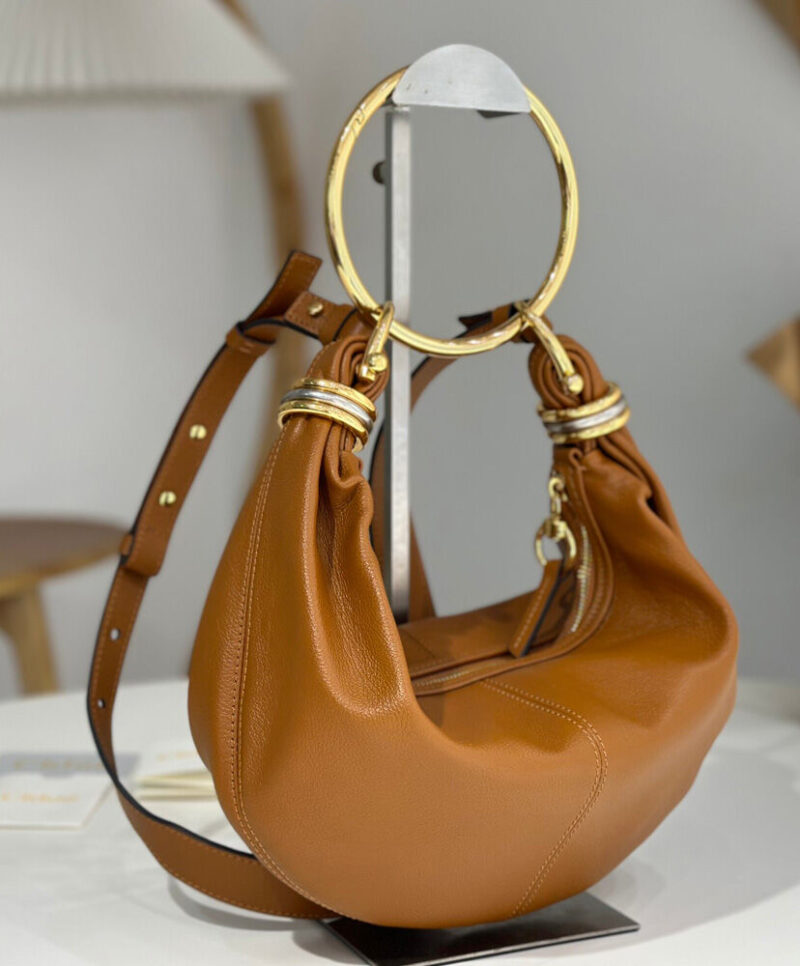 Chloe Small Bracelet Hobo Bag In Grained Leather