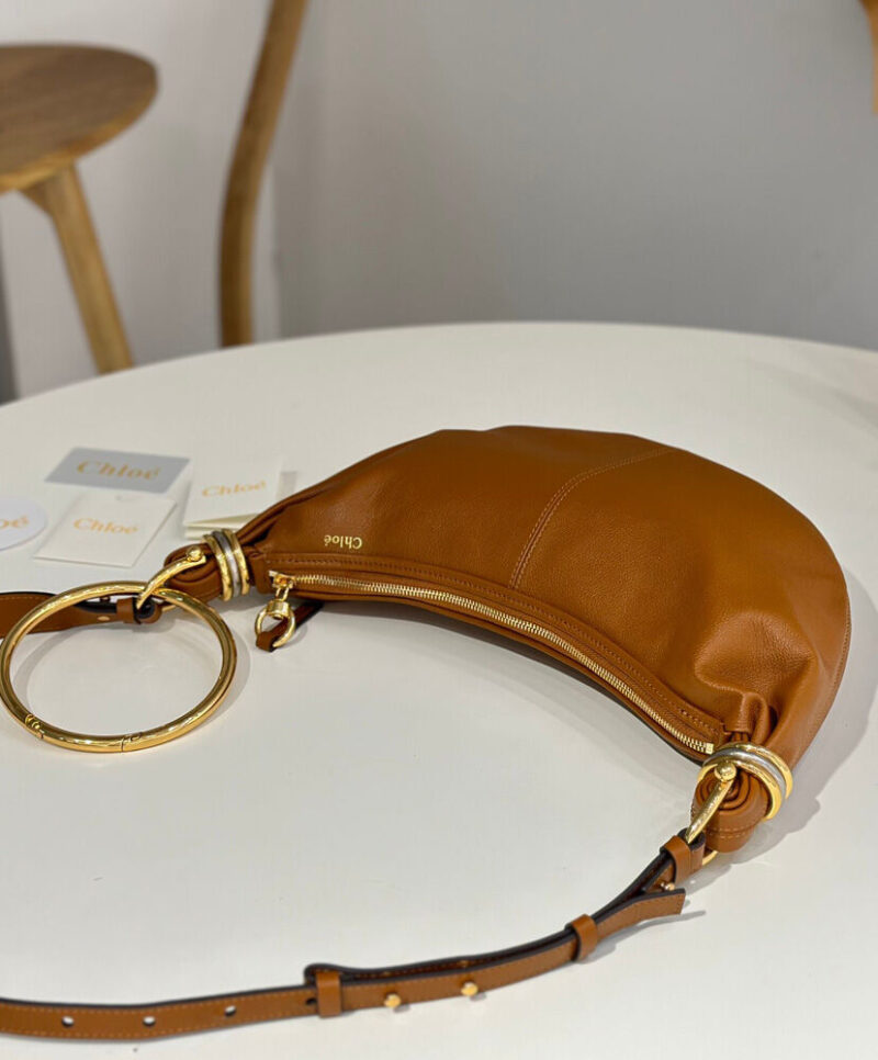 Chloe Small Bracelet Hobo Bag In Grained Leather